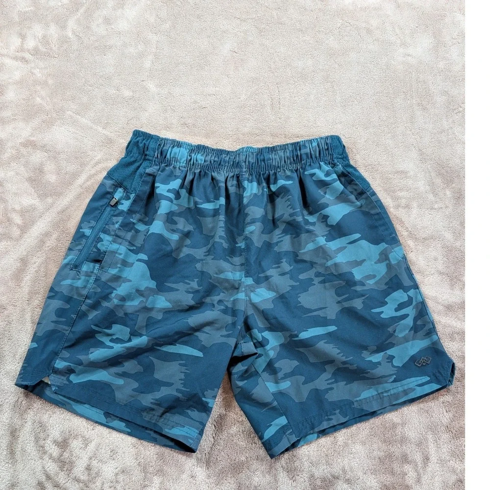 LEG3ND Mens Blue Camo Athletic Shorts Medium M Performance Gym Running Training